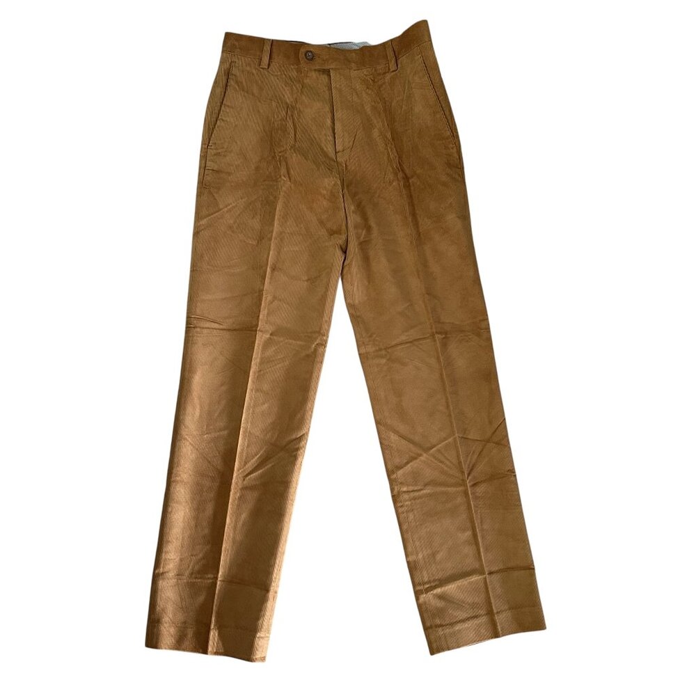 Hathaway Platinum Men's Size 32x34 Flat Front Pima Cotton Corduroy Pant Tan NWT